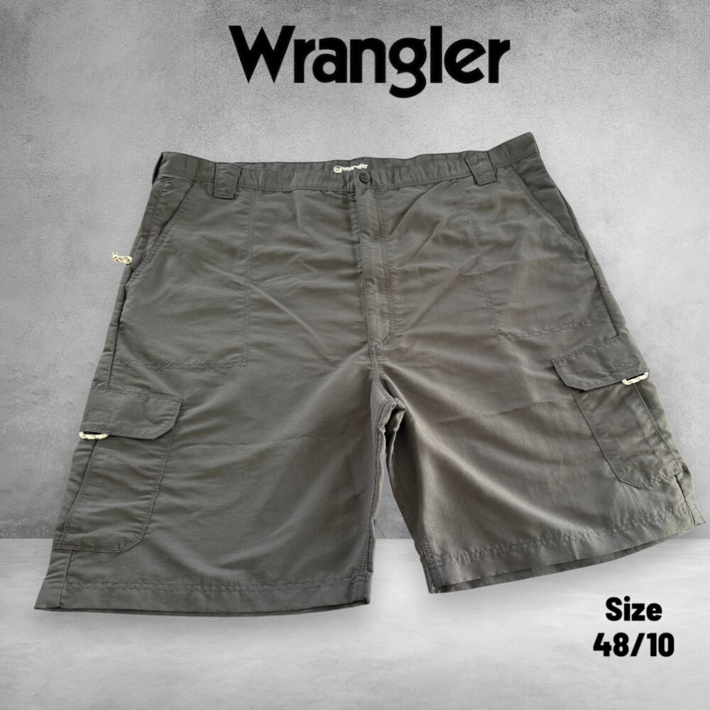 Wrangler Mens Big & Tall Multi Pocket Steel Grey Cargo Shorts Size 48